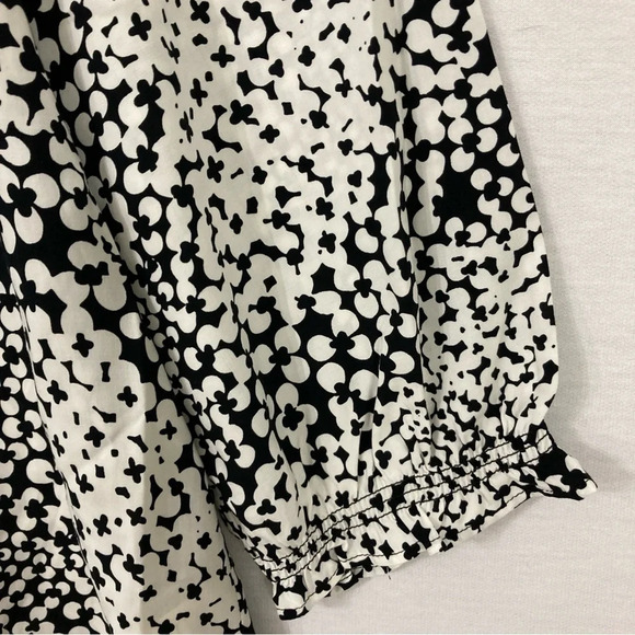 Talbots Black White Floral Tie Front Ultra Soft Rayon Blouse size Large - Picture 4 of 9